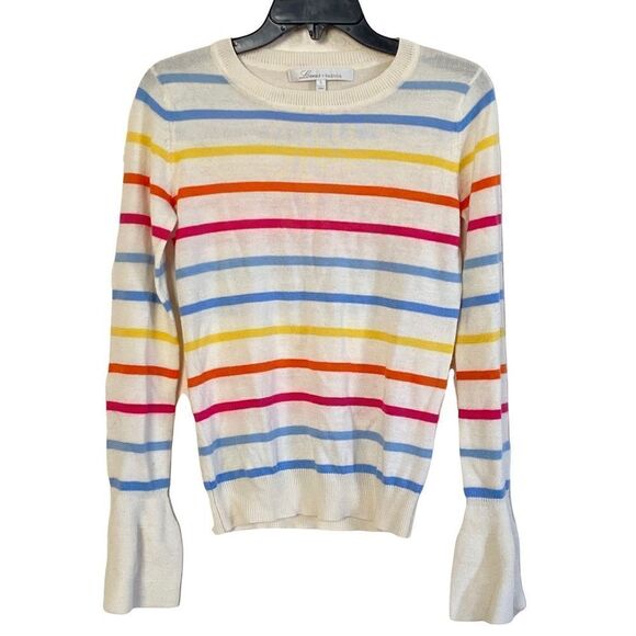 Lovers + Friends Attitude Rainbow Stripe Bell Sleeve Sweater Sz S - Picture 10 of 11